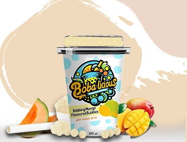 Bobalicious mango-flavoured bubbles in a 250ml melon drink, paired with tropical mango and refreshing melon for a delightful taste.